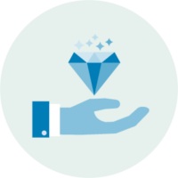 Values Statement: Hand giving with a diamond